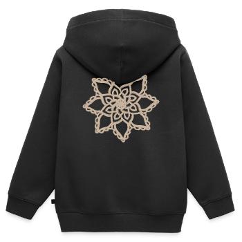 Dentelle de fleurs mandala beige - Sweat Premium à capuche zippé enfant bio - noir - Dos - AI Model Kid Male (0cm)