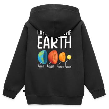 Erdschichten Explodiertes Diagramm - Kinder Premium Organic Zip Hoodie - Schwarz - Hinten - AI Model Kid Male (0cm)