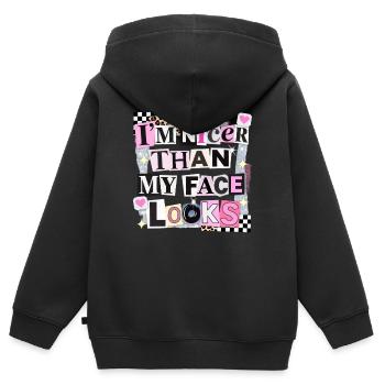 Nicer Than My Face Looks - Kinder Premium Organic Zip Hoodie - Schwarz - Hinten - AI Model Kid Male (0cm)