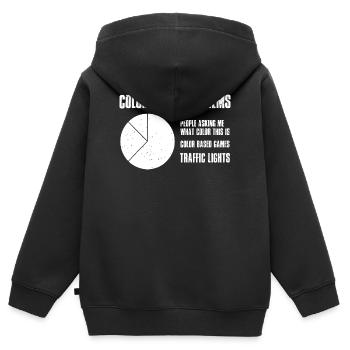 Color Blind Problems - Kids Premium Organic Zip-up Hoodie - black - Back - AI Model Kid Male (0cm)