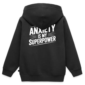 L’anxiété est mon super-pouvoir - Sweat Premium à capuche zippé enfant bio - noir - Dos - AI Model Kid Male (0cm)