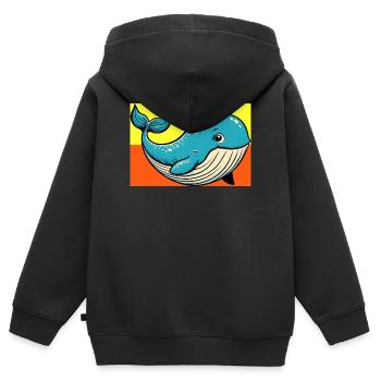 Wal - Kinder Premium Organic Zip Hoodie - Schwarz - Hinten - AI Model Kid Male (0cm)