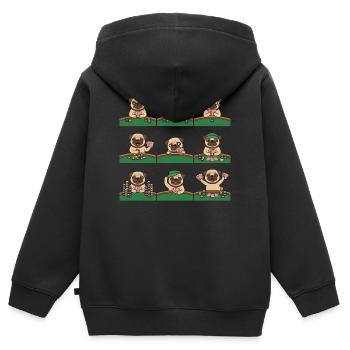 Lustiger Mops Poker Kartenspiel Hund - Kinder Premium Organic Zip Hoodie - Schwarz - Hinten - AI Model Kid Male (0cm)