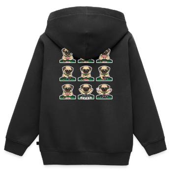 Lustiger Mops Poker Kartenspiel Hund - Kinder Premium Organic Zip Hoodie - Schwarz - Hinten - AI Model Kid Male (0cm)