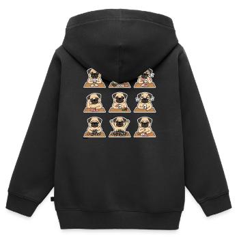 Lustiger Mops Poker Kartenspiel Hund - Kinder Premium Organic Zip Hoodie - Schwarz - Hinten - AI Model Kid Male (0cm)