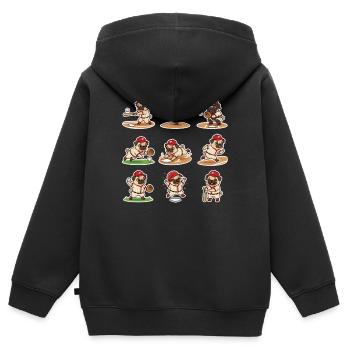 Suesser Mops Baseball Spieler Lustiger Hund Sport - Kinder Premium Organic Zip Hoodie - Schwarz - Hinten - AI Model Kid Male (0cm)