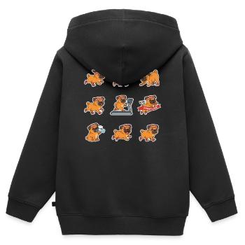 Lustiger Mops Joggen Marathon Laeufer - Kinder Premium Organic Zip Hoodie - Schwarz - Hinten - AI Model Kid Male (0cm)