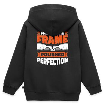 Constructeur de plaques de plâtre Installateur de plaques de plâtre - Sweat Premium à capuche zippé enfant bio - noir - Dos - AI Model Kid Male (0cm)