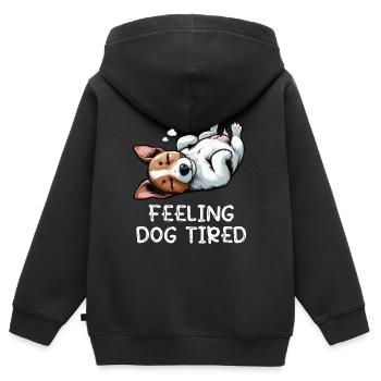 Feeling Dog Tired Jack Russel terrier Jack russel  - Kinder Premium Organic Zip Hoodie - Schwarz - Hinten - AI Model Kid Male (0cm)