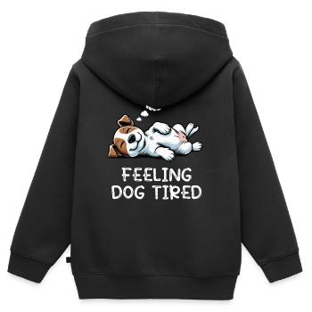 Feeling Dog Tired Jack Russel terrier Jack russel  - Kinder Premium Organic Zip Hoodie - Schwarz - Hinten - AI Model Kid Male (0cm)