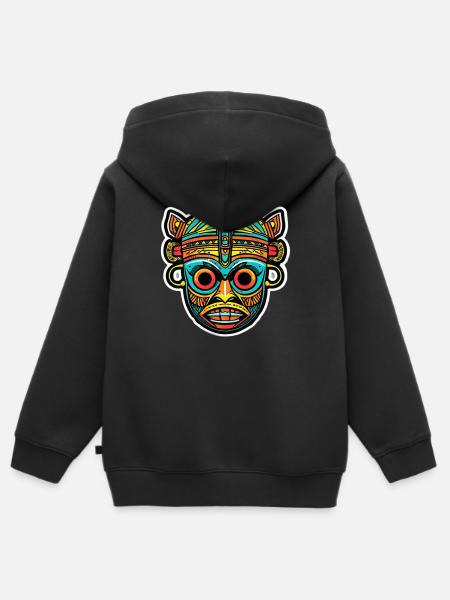 Bunte Stammesmaske - Kinder Premium Organic Zip Hoodie - Schwarz