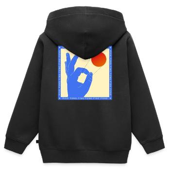 Retro-Pop-Art-Tischtennis-Flick-Grafik - Kinder Premium Organic Zip Hoodie - Schwarz - Hinten - AI Model Kid Male (0cm)