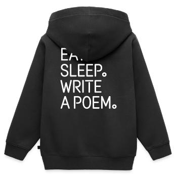 Iss, schlaf, ein Gedicht schreiben - Kinder Premium Organic Zip Hoodie - Schwarz - Hinten - AI Model Kid Male (0cm)