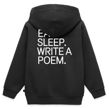 Iss, schlaf, ein Gedicht schreiben - Kinder Premium Organic Zip Hoodie - Schwarz - Hinten - AI Model Kid Male (0cm)