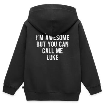 Hallo, mir geht's großartig. Nenn mich Luke, lustiges Zitat. - Kinder Premium Organic Zip Hoodie - Schwarz - Hinten - AI Model Kid Male (0cm)