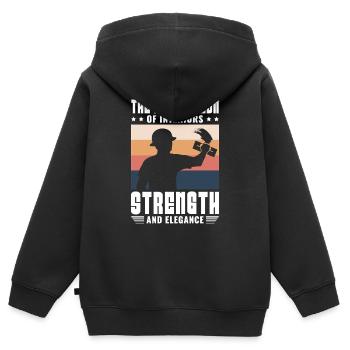 Constructeur de plaques de plâtre Installateur de plaques de plâtre - Sweat Premium à capuche zippé enfant bio - noir - Dos - AI Model Kid Male (0cm)