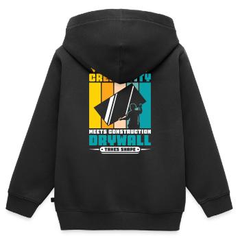 Constructeur de plaques de plâtre Installateur de plaques de plâtre - Sweat Premium à capuche zippé enfant bio - noir - Dos - AI Model Kid Male (0cm)