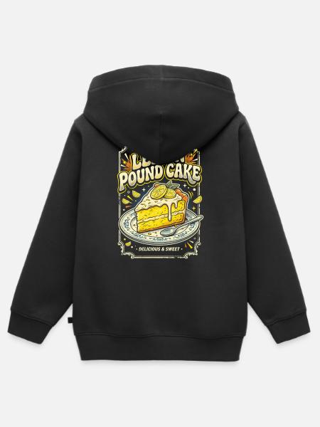 Zitronenpfundkuchen Illustration - Premium børne zip-hættetrøje økologisk - sort