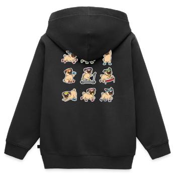 Lustiger Mops Joggen Marathon Laeufer - Kinder Premium Organic Zip Hoodie - Schwarz - Hinten - AI Model Kid Male (0cm)