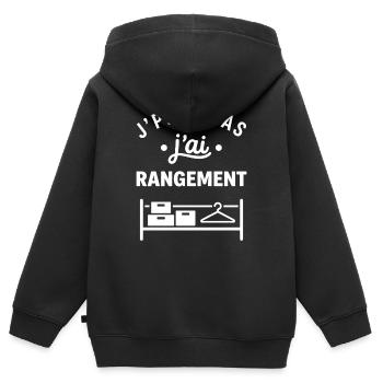 J'peux pas j'ai rangement - Sweat Premium à capuche zippé enfant bio - noir - Dos - AI Model Kid Male (0cm)