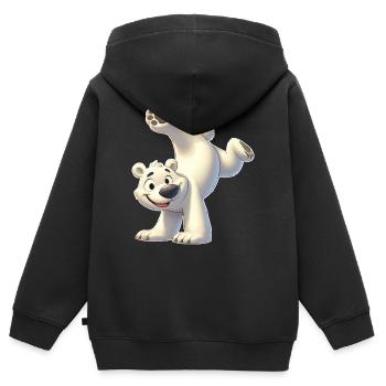 Eisbär Handstand Salto Nordpol Gymnastik - Kinder Premium Organic Zip Hoodie - Schwarz - Hinten - AI Model Kid Male (0cm)