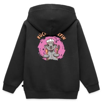 Küchenchefin Köchin Hobbyköchin Kochen - Kinder Premium Organic Zip Hoodie - Schwarz - Hinten - AI Model Kid Male (0cm)