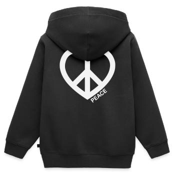 Symbole de la Paix du Cœur - Sweat Premium à capuche zippé enfant bio - noir - Dos - AI Model Kid Male (0cm)