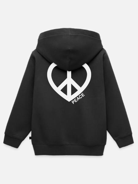 Herz Peace Symbol - Kinder Premium Organic Zip Hoodie - Schwarz