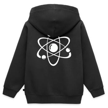 Art en ligne de maquettes atomiques - Sweat Premium à capuche zippé enfant bio - noir - Dos - AI Model Kid Male (0cm)