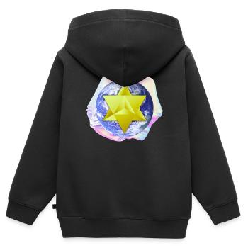 Surreal Merkaba Earth - Kids Premium Organic Zip-up Hoodie - black - Back - AI Model Kid Male (0cm)