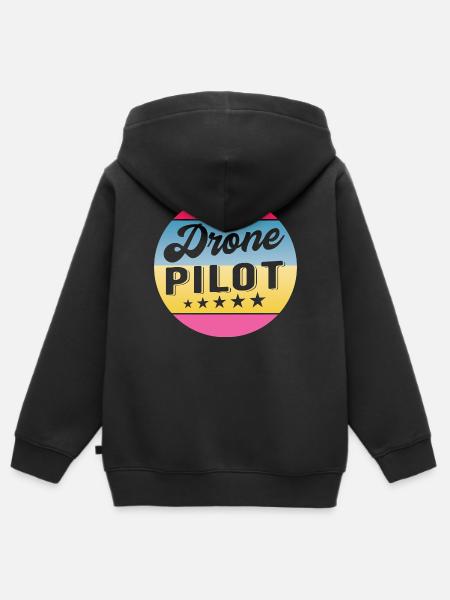 Drone Pilot Drohnenpilot Gradient Badge - Kinder Premium Organic Zip Hoodie - Schwarz