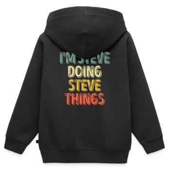 I'm Steve Doing Steve Things - Kids Premium Organic Zip-up Hoodie - black - Back - AI Model Kid Male (0cm)