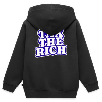 Taxer les riches - Sweat Premium à capuche zippé enfant bio - noir - Dos - AI Model Kid Male (0cm)