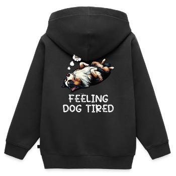 Feeling Dog Tired Australian Shepherd Aussiehalter - Kinder Premium Organic Zip Hoodie - Schwarz - Hinten - AI Model Kid Male (0cm)