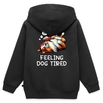 Feeling Dog Tired Australian Shepherd Aussiehalter - Kinder Premium Organic Zip Hoodie - Schwarz - Hinten - AI Model Kid Male (0cm)