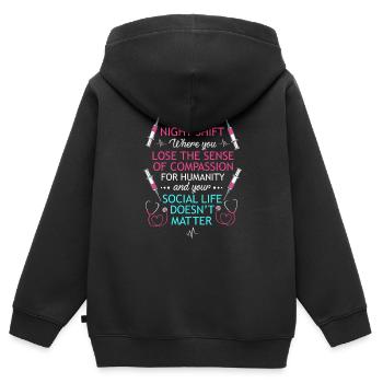Nachtschicht Krankenschwester Krankenhaus Pflege - Kinder Premium Organic Zip Hoodie - Schwarz - Hinten - AI Model Kid Male (0cm)