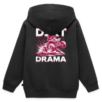 Quad ATV Femme Fille Quad Quad - Sweat Premium à capuche zippé enfant bio - noir - Dos - AI Model Kid Male (0cm)
