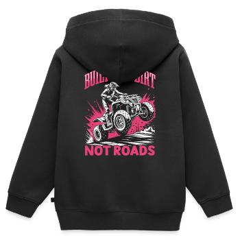 Quad ATV Femme Fille Quad Quad - Sweat Premium à capuche zippé enfant bio - noir - Dos - AI Model Kid Male (0cm)