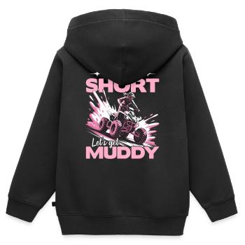 Quad ATV Femme Fille Quad Quad - Sweat Premium à capuche zippé enfant bio - noir - Dos - AI Model Kid Male (0cm)