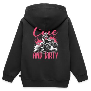 Quad ATV Femme Fille Quad Quad - Sweat Premium à capuche zippé enfant bio - noir - Dos - AI Model Kid Male (0cm)