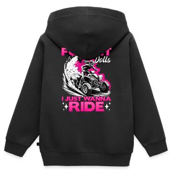 Quad ATV Femme Fille Quad Quad - Sweat Premium à capuche zippé enfant bio - noir - Dos - AI Model Kid Male (0cm)