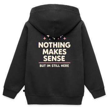 Existenzieller Humor, Nihilismus, Humor, - Kinder Premium Organic Zip Hoodie - Schwarz - Hinten - AI Model Kid Male (0cm)