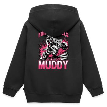 Quad ATV Femme Fille Quad Quad - Sweat Premium à capuche zippé enfant bio - noir - Dos - AI Model Kid Male (0cm)