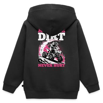 Quad ATV Femme Fille Quad Quad - Sweat Premium à capuche zippé enfant bio - noir - Dos - AI Model Kid Male (0cm)