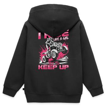 Quad ATV Femme Fille Quad Quad - Sweat Premium à capuche zippé enfant bio - noir - Dos - AI Model Kid Male (0cm)