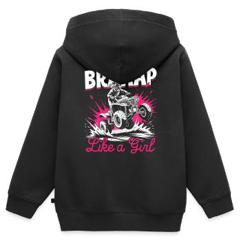 Quad ATV Femme Fille Quad Quad - Sweat Premium à capuche zippé enfant bio - noir - Dos - AI Model Kid Male (0cm)