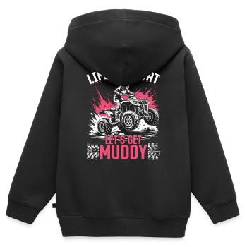 Quad ATV Femme Fille Quad Quad - Sweat Premium à capuche zippé enfant bio - noir - Dos - AI Model Kid Male (0cm)