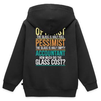 optimist the glass is half full pessimist - Kids Premium Organic Zip-up Hoodie - black - Back - AI Model Kid Male (0cm)