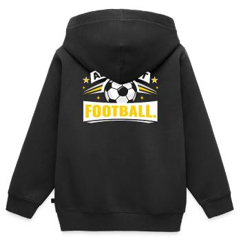Alles rund um Fußball - Kinder Premium Organic Zip Hoodie - Schwarz - Hinten - AI Model Kid Male (0cm)
