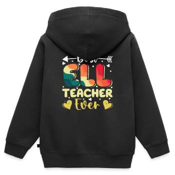 ELL-Lehrer englische Sprache - Kinder Premium Organic Zip Hoodie - Schwarz - Hinten - AI Model Kid Male (0cm)